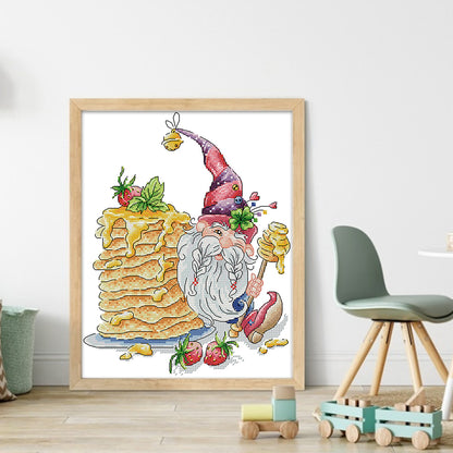 Santa Claus And Pancakes - 14CT Stamped Cross Stitch 27*32CM (Joy Sunday)