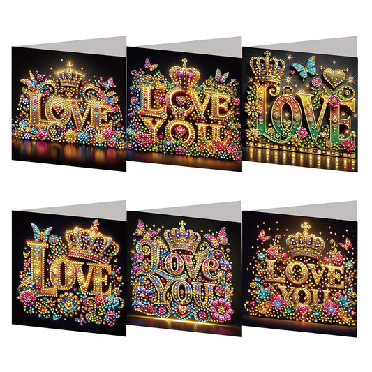 6PCS DIY Diamond Art Greeting Cards Xmas Designs for Festivals and Celebrations