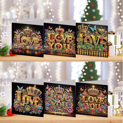 6PCS DIY Diamond Art Greeting Cards Xmas Designs for Festivals and Celebrations