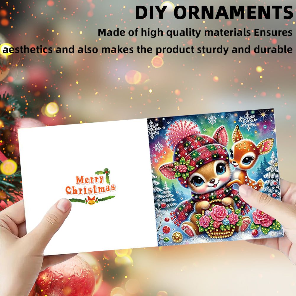 6PCS DIY Diamond Art Greeting Cards Xmas Designs for Festivals and Celebrations