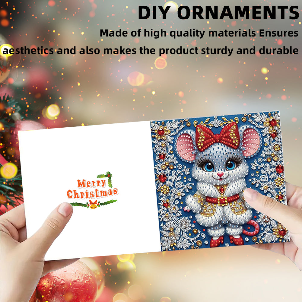 6PCS DIY Diamond Art Greeting Cards Xmas Designs for Festivals and Celebrations
