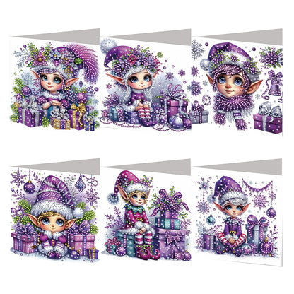 6PCS DIY Diamond Art Greeting Cards Xmas Designs for Festivals and Celebrations