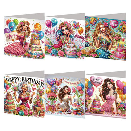 6PCS DIY Diamond Art Greeting Cards Xmas Designs for Festivals and Celebrations
