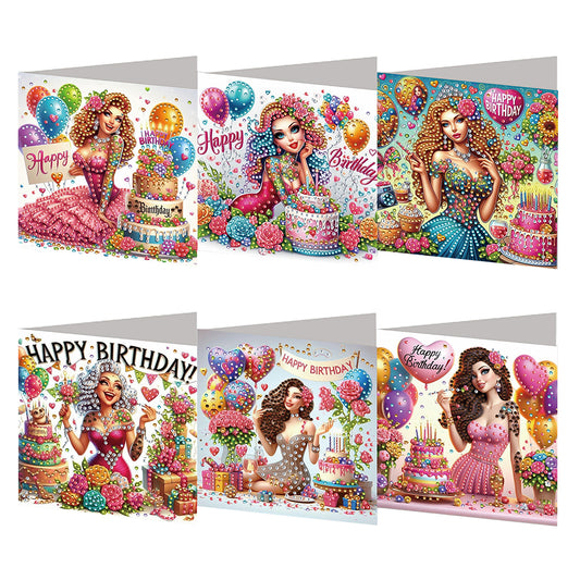 6PCS DIY Diamond Art Greeting Cards Xmas Designs for Festivals and Celebrations