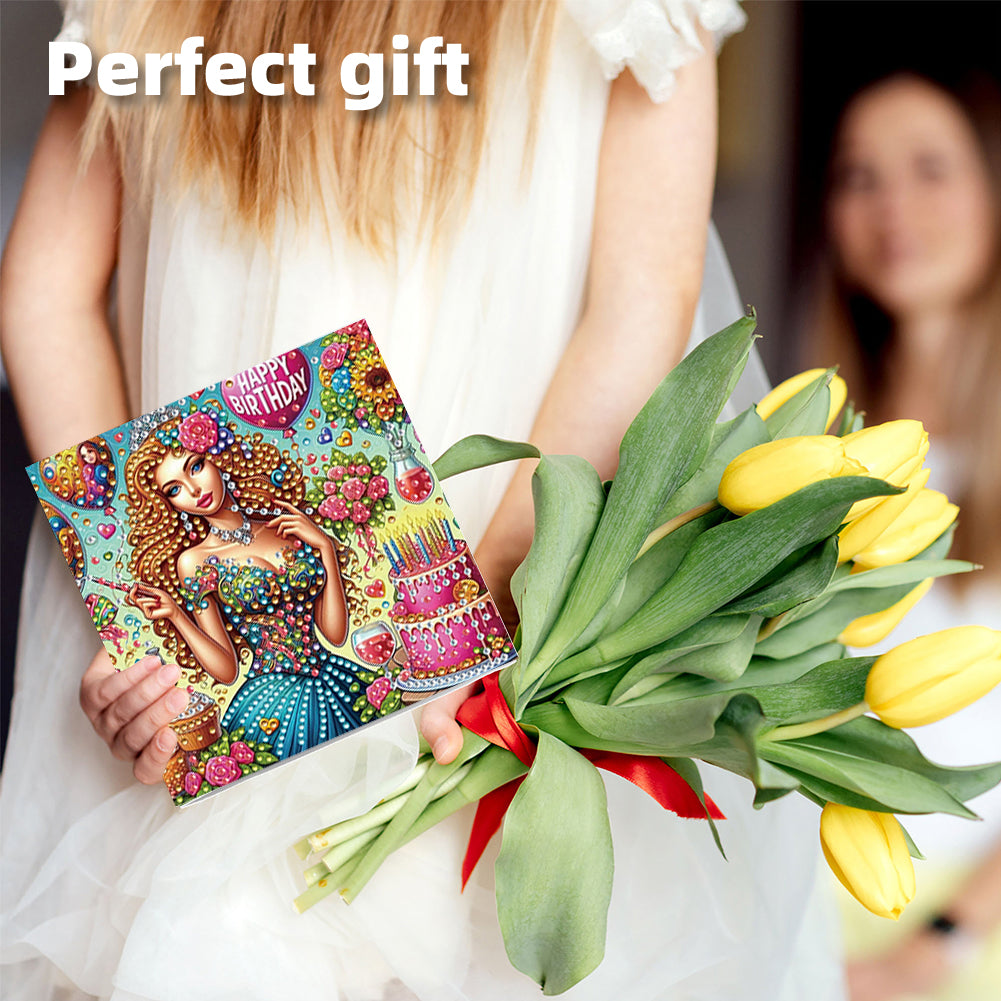 6PCS DIY Diamond Art Greeting Cards Xmas Designs for Festivals and Celebrations