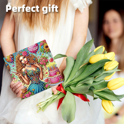 6PCS DIY Diamond Art Greeting Cards Xmas Designs for Festivals and Celebrations