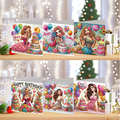 6PCS DIY Diamond Art Greeting Cards Xmas Designs for Festivals and Celebrations