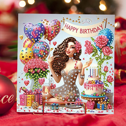 6PCS DIY Diamond Art Greeting Cards Xmas Designs for Festivals and Celebrations