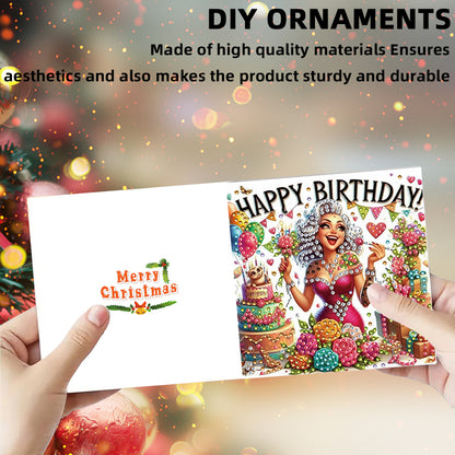 6PCS DIY Diamond Art Greeting Cards Xmas Designs for Festivals and Celebrations