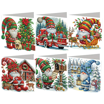 6PCS DIY Diamond Art Greeting Cards Xmas Designs for Festivals and Celebrations