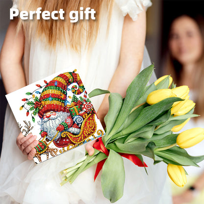 6PCS DIY Diamond Art Greeting Cards Xmas Designs for Festivals and Celebrations