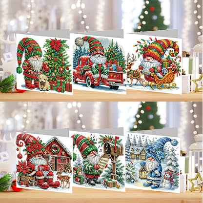 6PCS DIY Diamond Art Greeting Cards Xmas Designs for Festivals and Celebrations