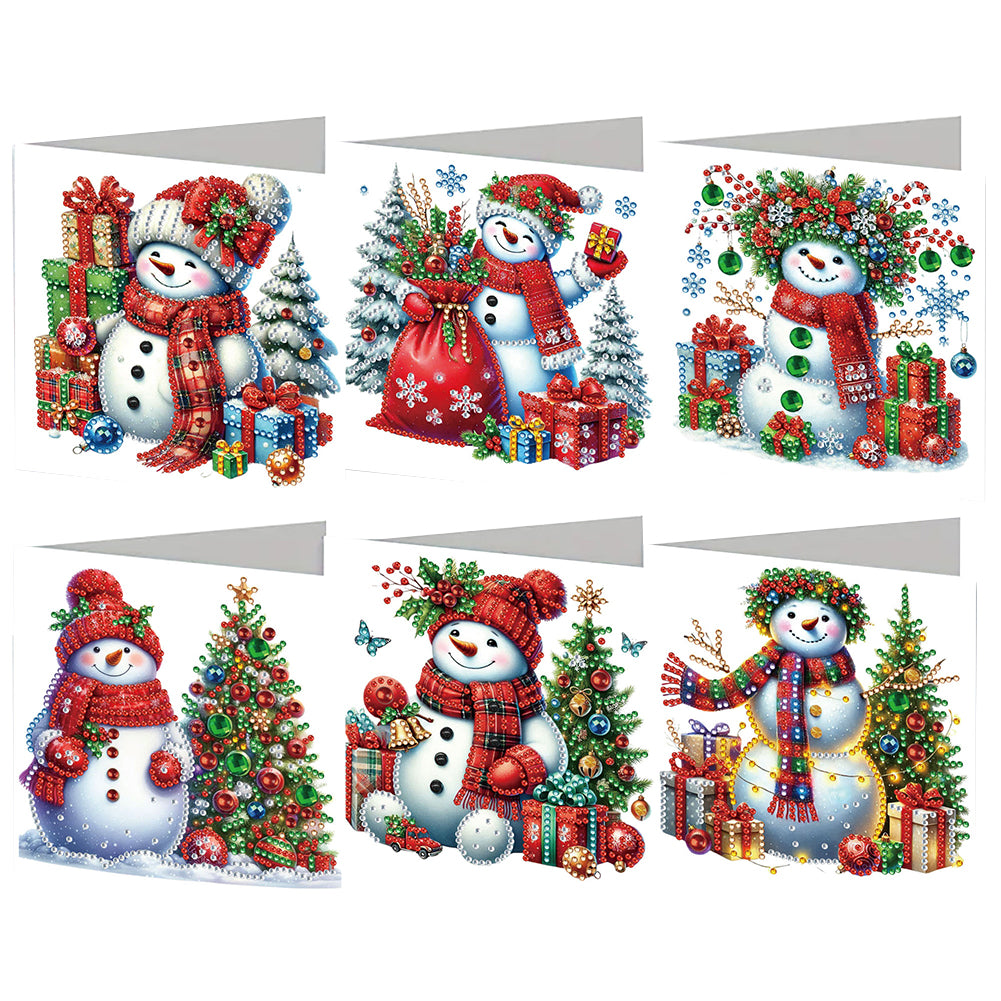 6PCS DIY Diamond Art Greeting Cards Xmas Designs for Festivals and Celebrations