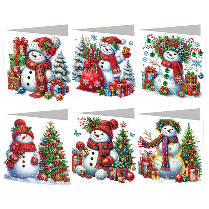 6PCS DIY Diamond Art Greeting Cards Xmas Designs for Festivals and Celebrations