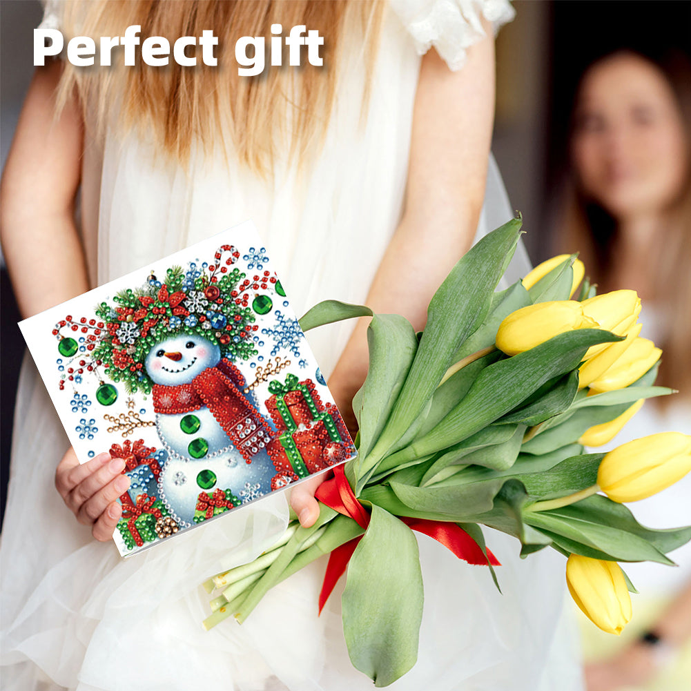 6PCS DIY Diamond Art Greeting Cards Xmas Designs for Festivals and Celebrations