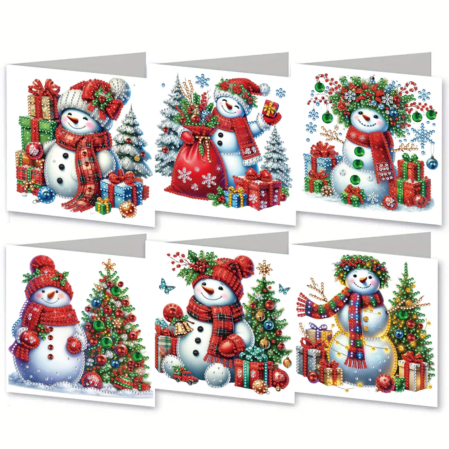 6PCS DIY Diamond Art Greeting Cards Xmas Designs for Festivals and Celebrations