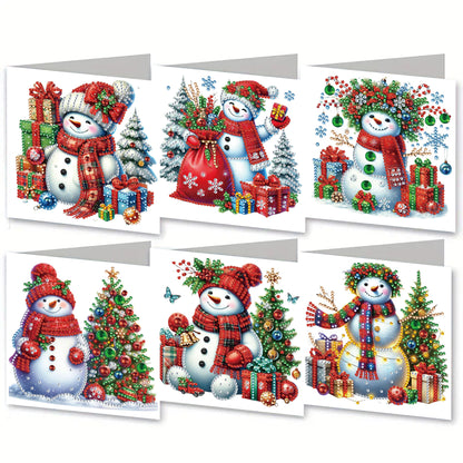 6PCS DIY Diamond Art Greeting Cards Xmas Designs for Festivals and Celebrations