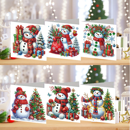 6PCS DIY Diamond Art Greeting Cards Xmas Designs for Festivals and Celebrations