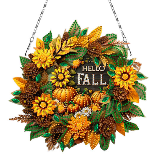 Fall Theme 2D Flat DIY Hanging Diamond Art Kits Wall Decor for Home & Windows