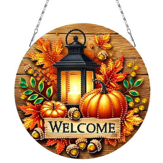 Fall Theme 2D Flat DIY Hanging Diamond Art Kits Wall Decor for Home & Windows