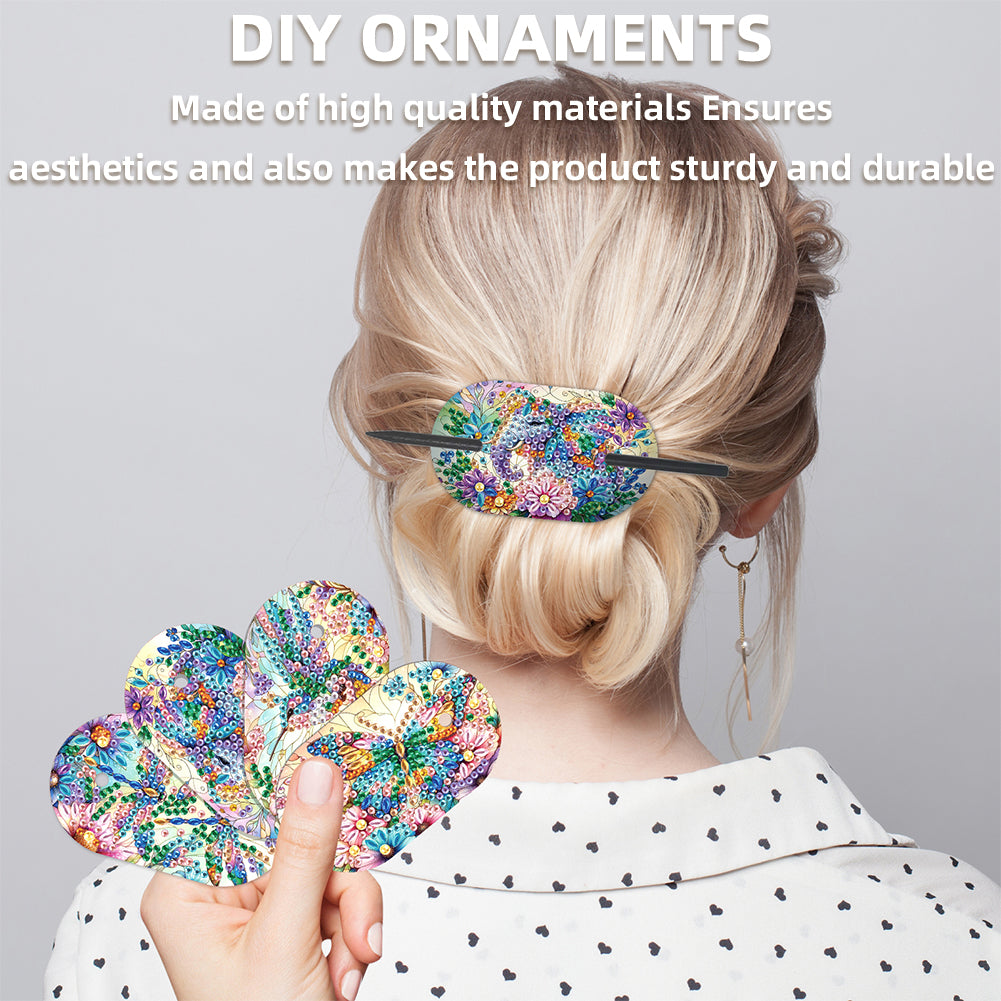 8Pcs DIY Diamond Painting Ellipse Hairpin Kits Diamond Embroidery Hairpins Kit