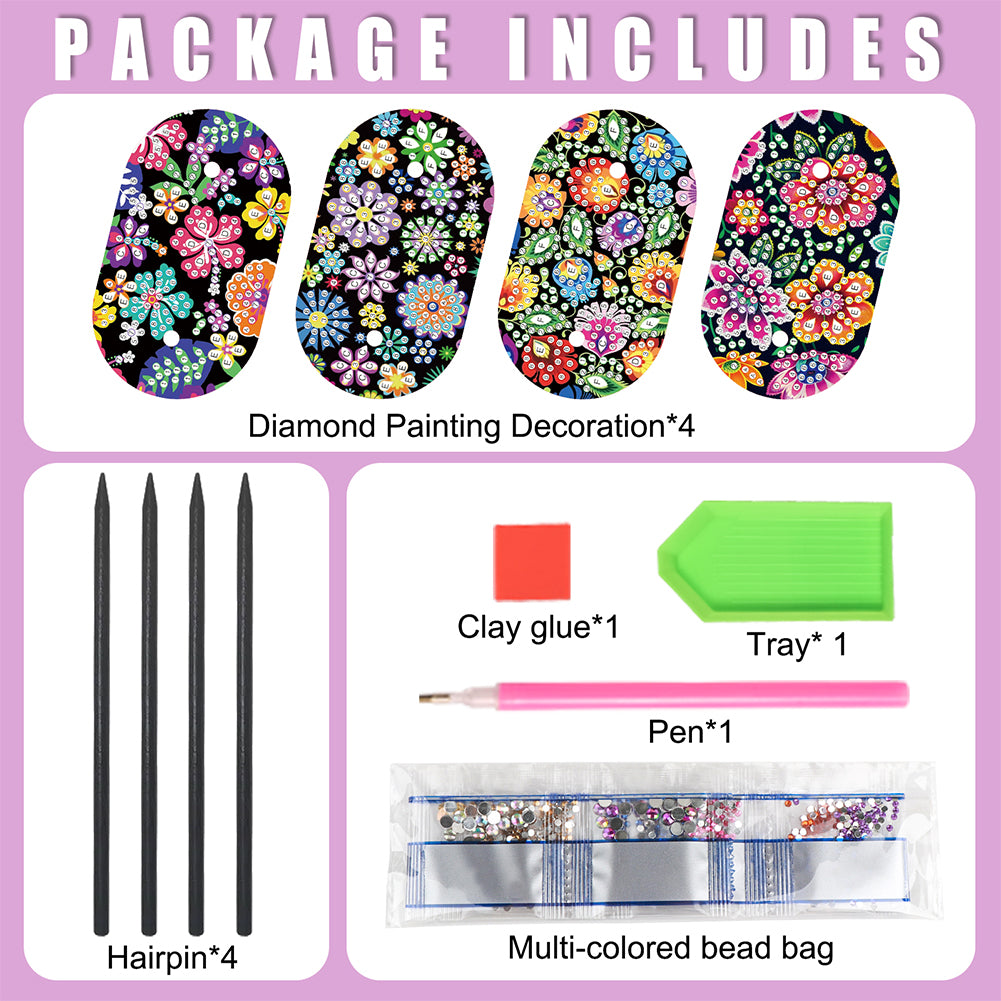 8Pcs DIY Diamond Painting Ellipse Hairpin Kits Diamond Embroidery Hairpins Kit