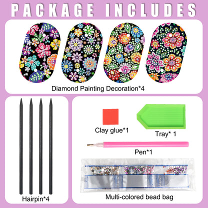 8Pcs DIY Diamond Painting Ellipse Hairpin Kits Diamond Embroidery Hairpins Kit