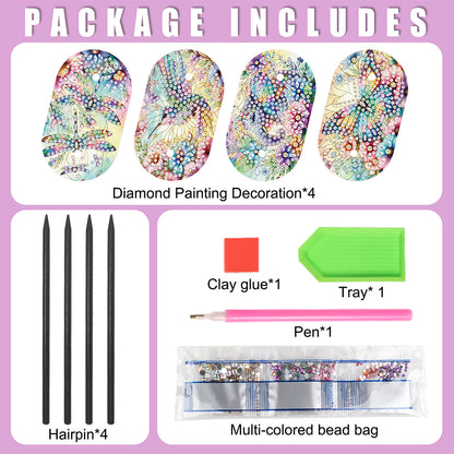 8Pcs DIY Diamond Painting Ellipse Hairpin Kits Diamond Embroidery Hairpins Kit