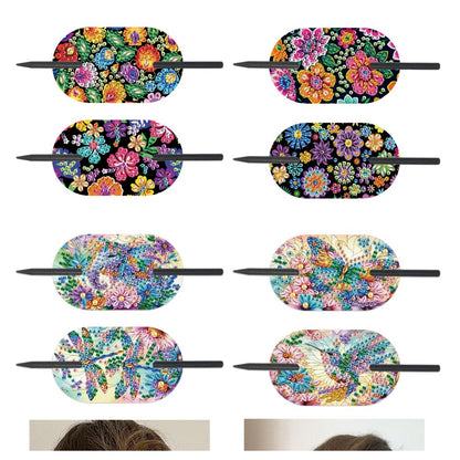 8Pcs DIY Diamond Painting Ellipse Hairpin Kits Diamond Embroidery Hairpins Kit