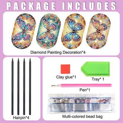 8Pcs DIY Diamond Painting Ellipse Hairpin Kits Diamond Embroidery Hairpins Kit