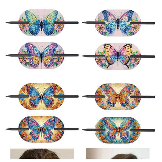 8Pcs DIY Diamond Painting Ellipse Hairpin Kits Diamond Embroidery Hairpins Kit