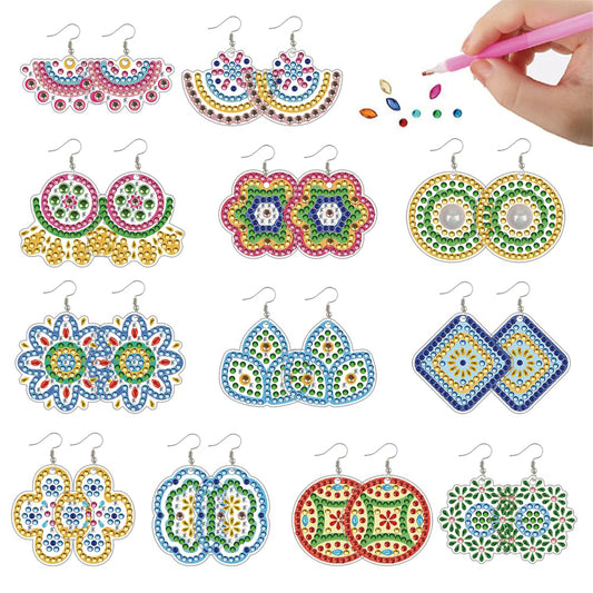 12 Pairs DIY Diamond Art Earrings Double Sided Diamond Painting Earrings Kit