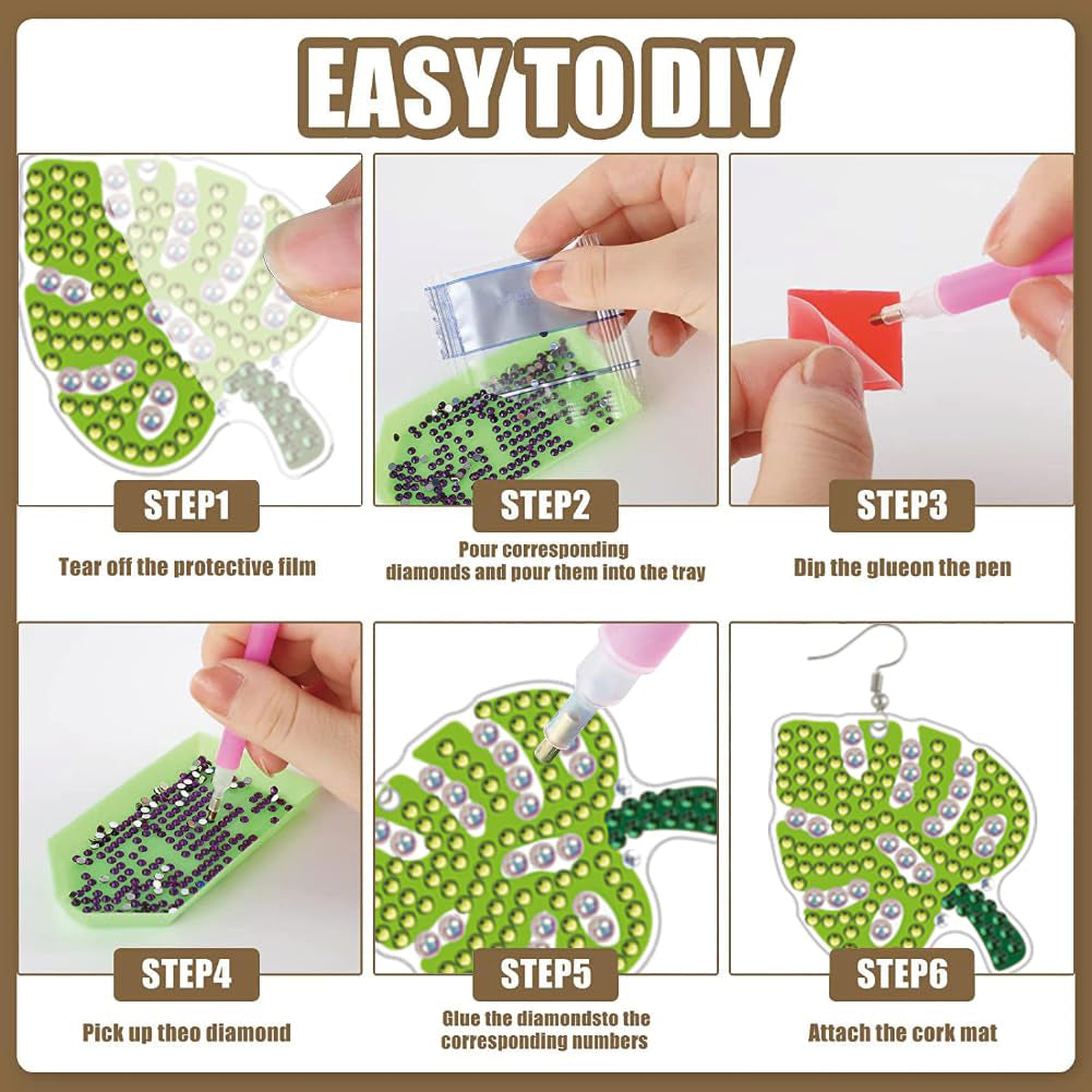 12 Pairs DIY Diamond Art Earrings Double Sided Diamond Painting Earrings Kit