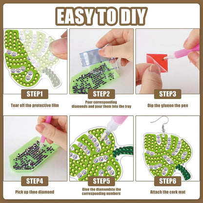 12 Pairs DIY Diamond Art Earrings Double Sided Diamond Painting Earrings Kit