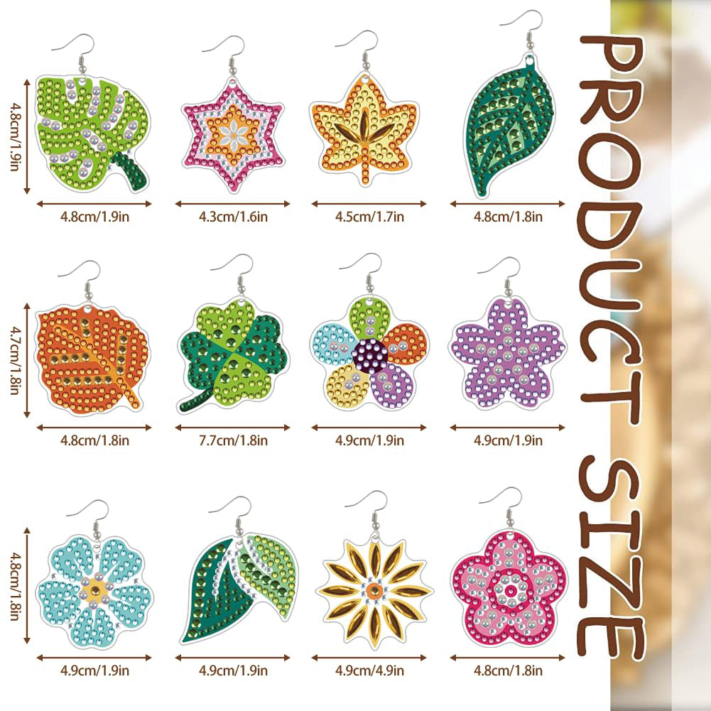 12 Pairs DIY Diamond Art Earrings Double Sided Diamond Painting Earrings Kit