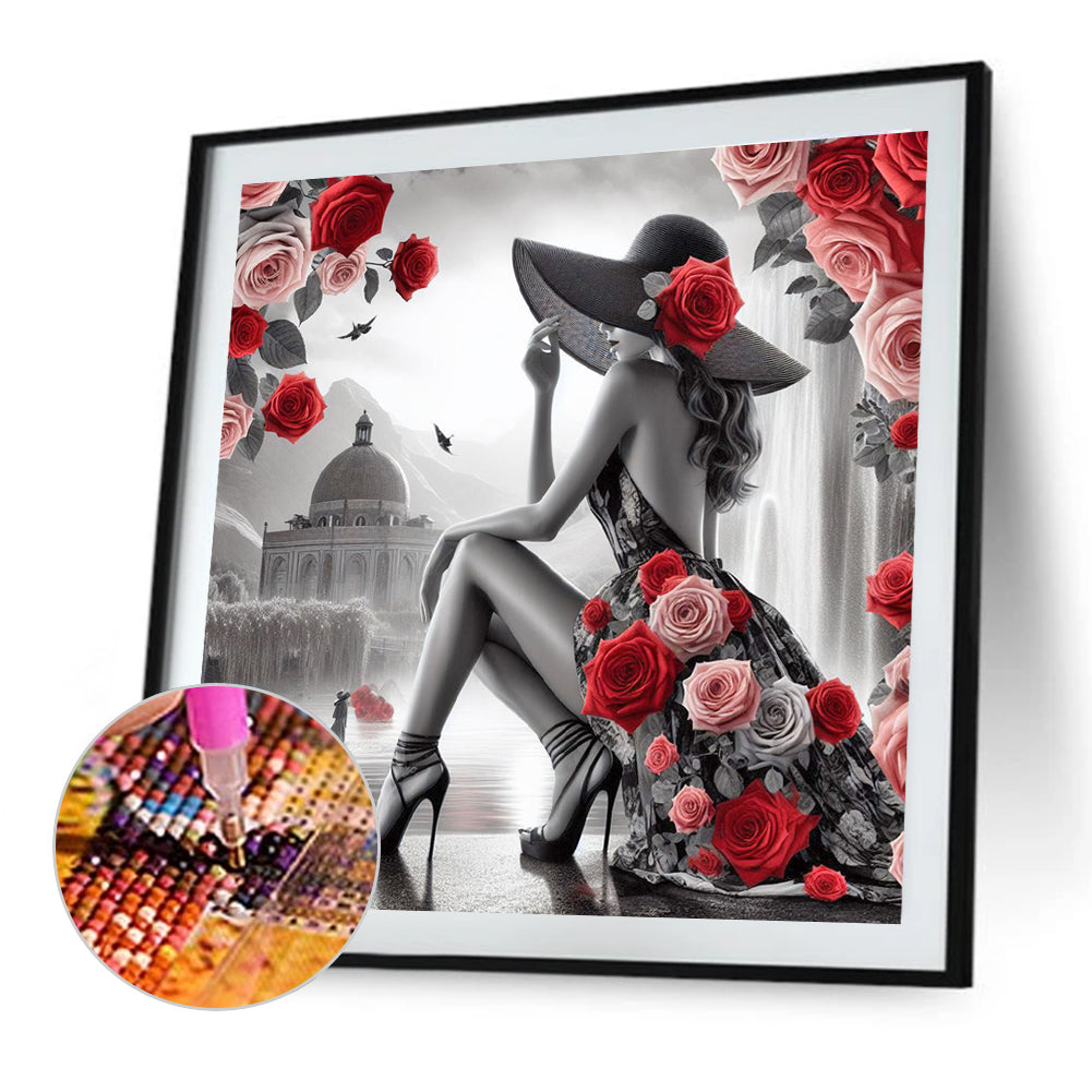 Rose Woman - Full Round Drill Diamond Painting 40*40CM