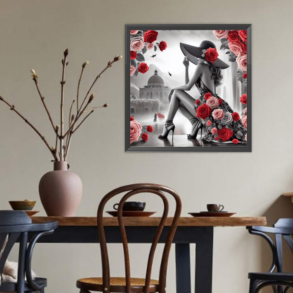 Rose Woman - Full Round Drill Diamond Painting 40*40CM