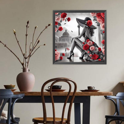 Rose Woman - Full Round Drill Diamond Painting 40*40CM