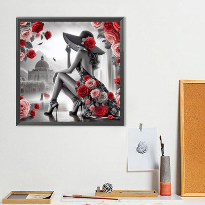 Rose Woman - Full Round Drill Diamond Painting 40*40CM