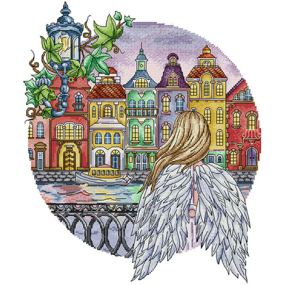 City Angel - 14CT Stamped Cross Stitch 36*41CM (Joy Sunday)