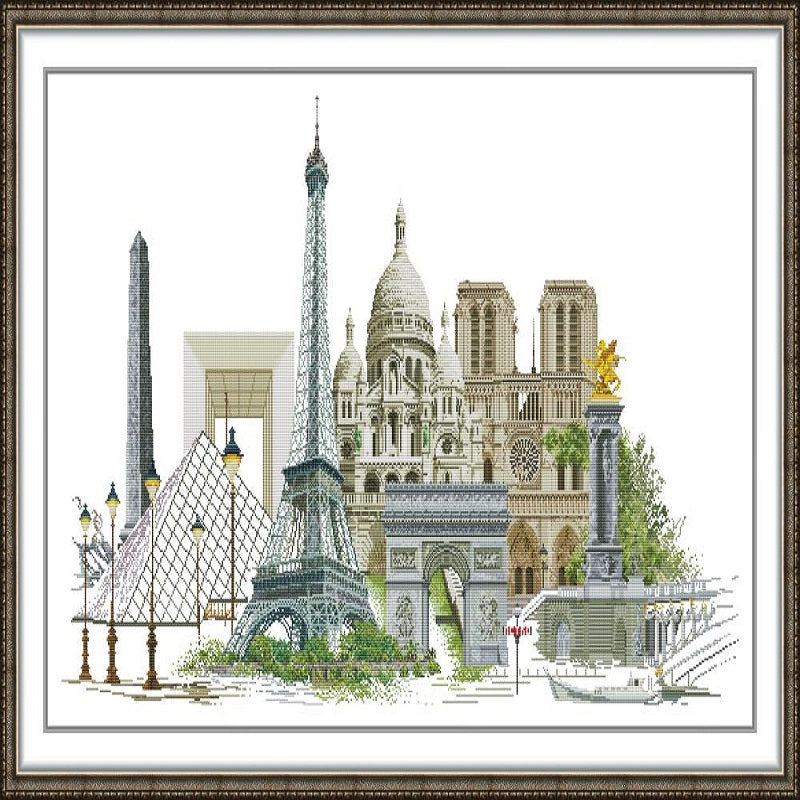 Famous Buildings - 14CT Stamped Cross Stitch 102*64CM (Joy Sunday)