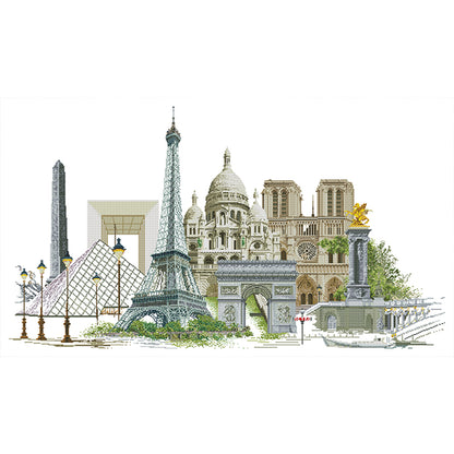 Famous Buildings - 14CT Stamped Cross Stitch 102*64CM (Joy Sunday)