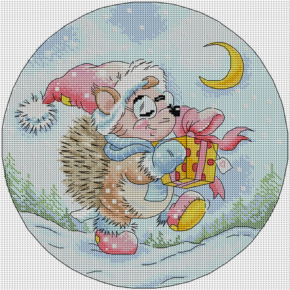 Giveaway From The Hedgehog - 14CT Stamped Cross Stitch 32*32CM (Joy Sunday)