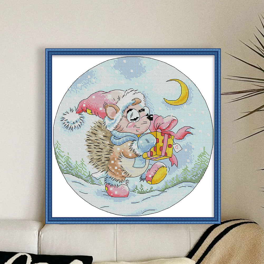 Giveaway From The Hedgehog - 14CT Stamped Cross Stitch 32*32CM (Joy Sunday)