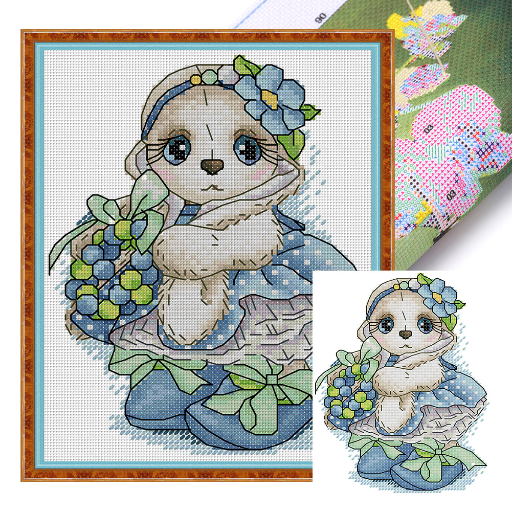 Spring Bunny - 14CT Stamped Cross Stitch 16*20CM (Joy Sunday)