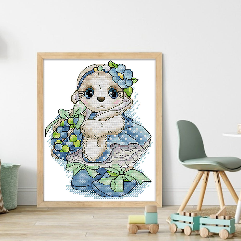 Spring Bunny - 14CT Stamped Cross Stitch 16*20CM (Joy Sunday)