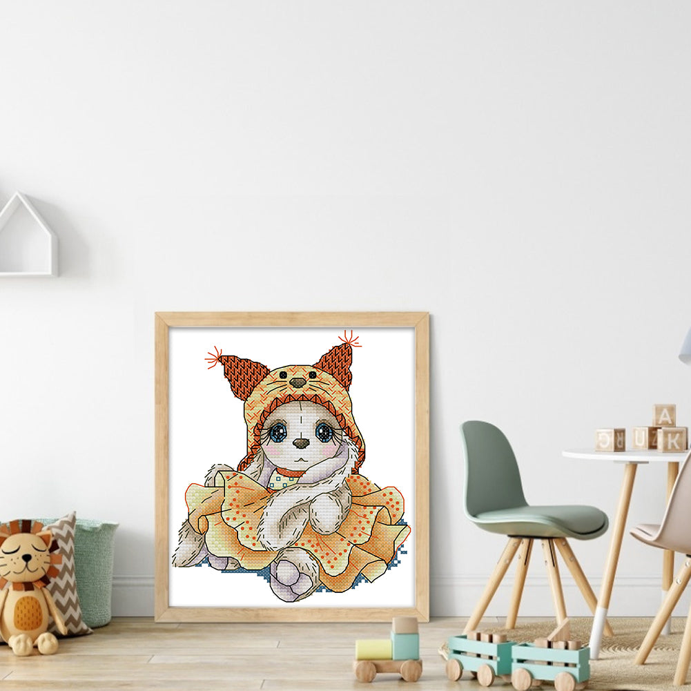 Autumn Bunny - 14CT Stamped Cross Stitch 19*21CM (Joy Sunday)