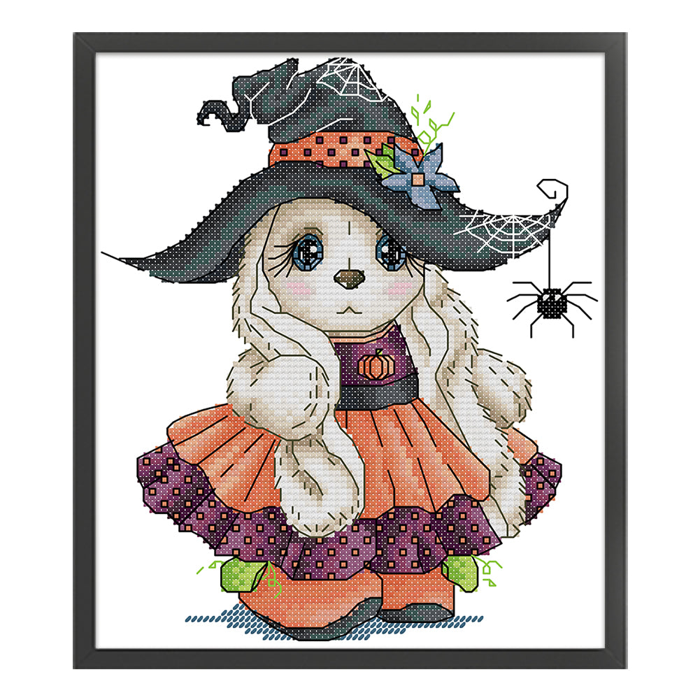 Halloween Bunny - 14CT Stamped Cross Stitch 20*22CM (Joy Sunday)