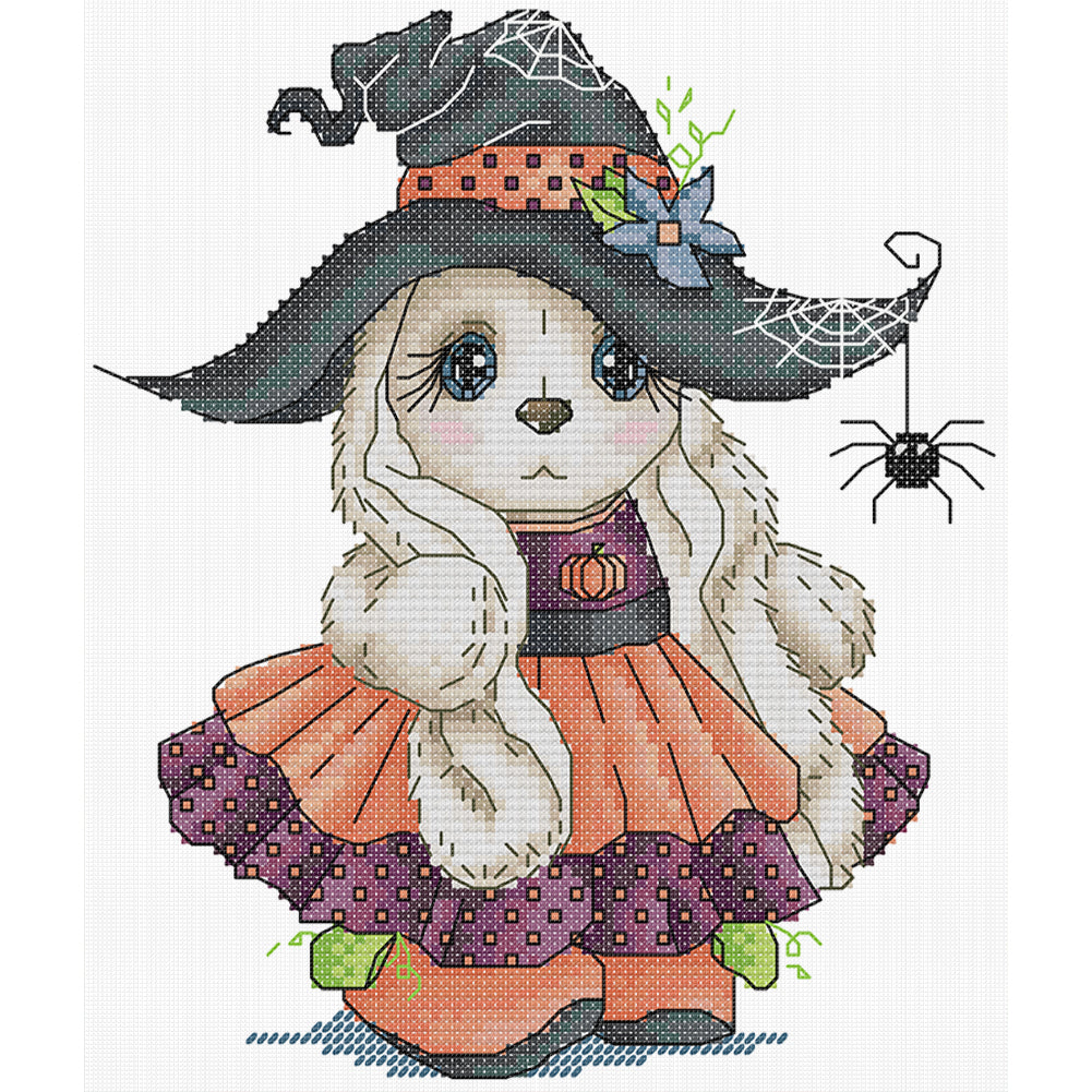 Halloween Bunny - 14CT Stamped Cross Stitch 20*22CM (Joy Sunday)