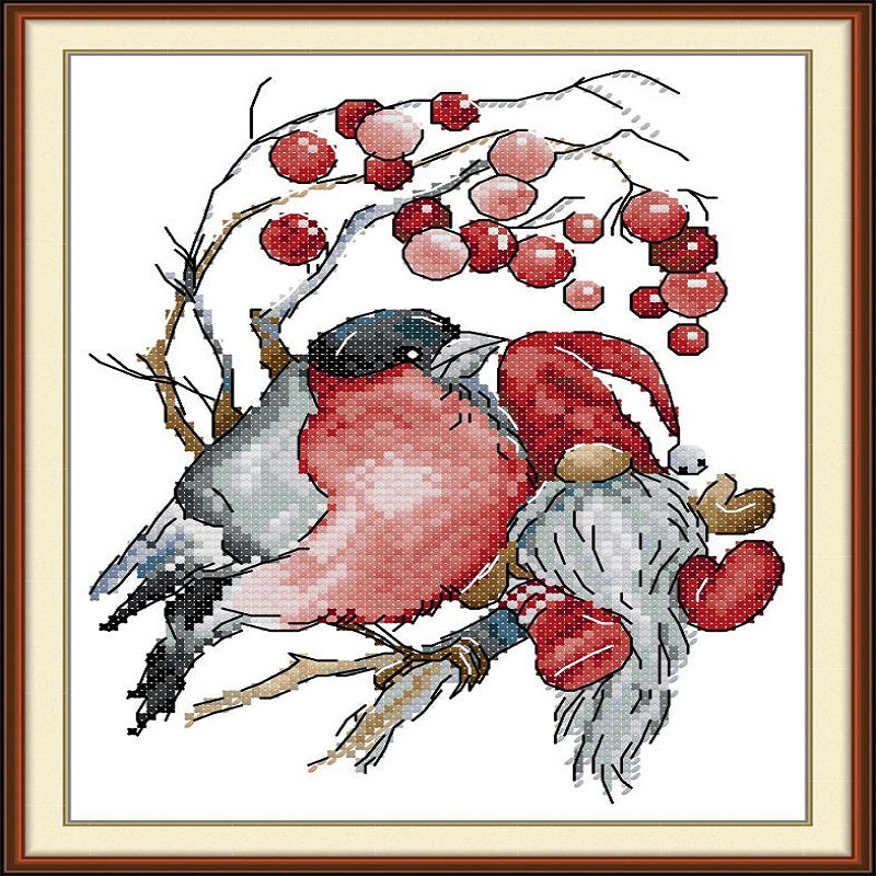 Meeting On The Branch - 14CT Stamped Cross Stitch 19*26CM (Joy Sunday)